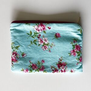 Teal Floral Double Lined Pouch